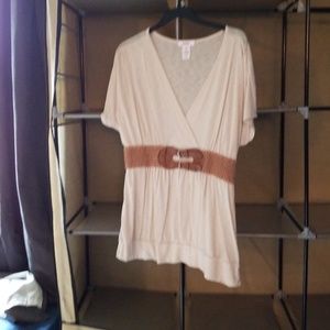 Cream color shirt with belt